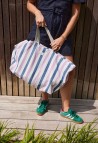 The XXL indigo stripes cotton beach bag