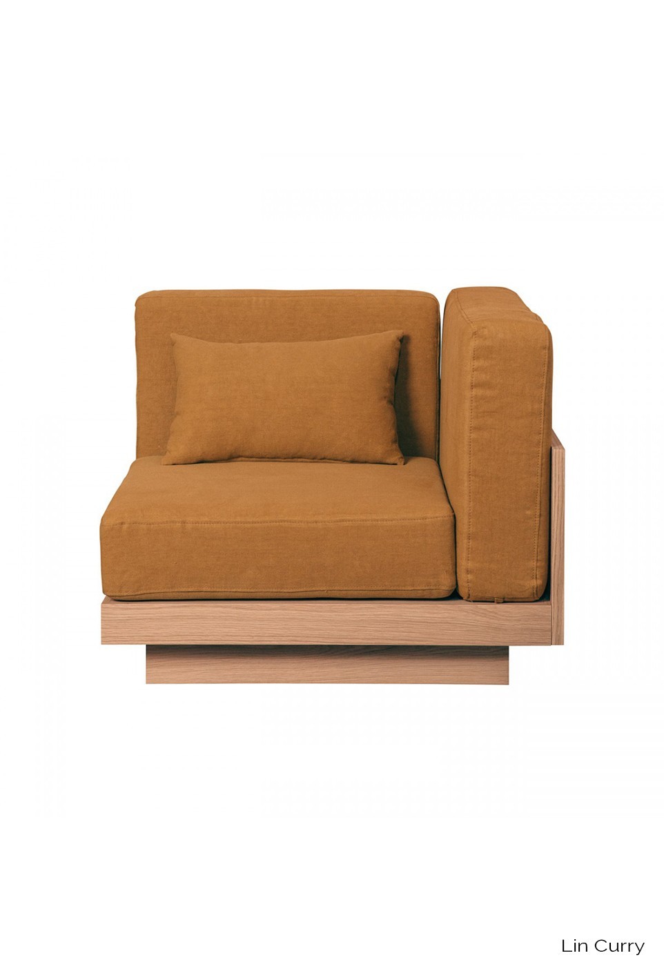FAUTEUIL D'ANGLE  FINITION CHÊNE NATUREL LIN CURRY