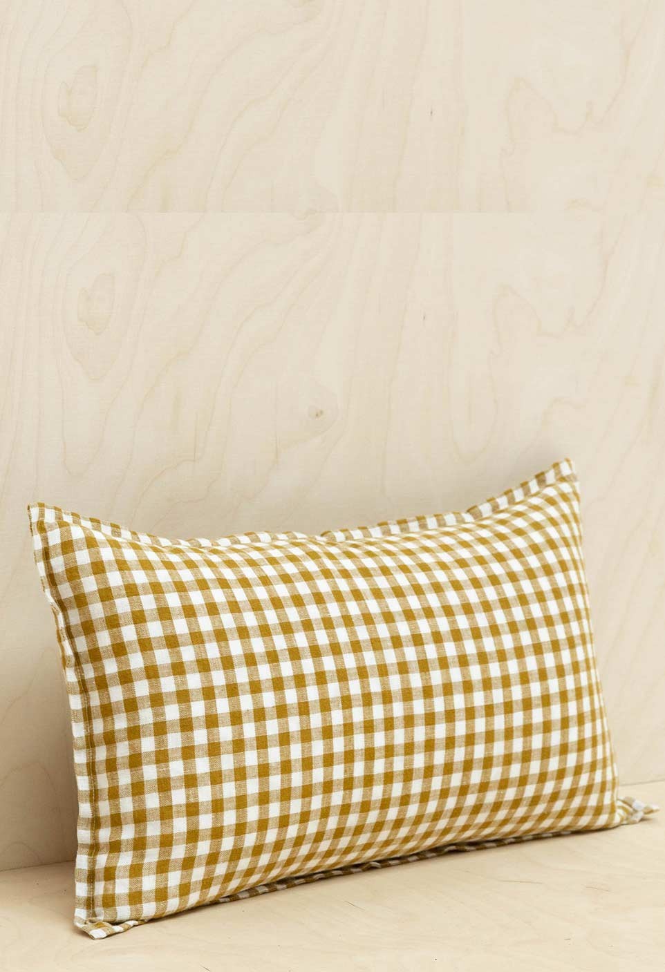 LINEN TAORMINA CUSHION  VICHY CURRY WITH FILLING_MARKETPLACE