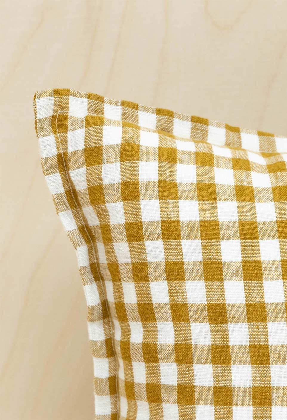 LINEN TAORMINA CUSHION  VICHY CURRY WITH FILLING_MARKETPLACE