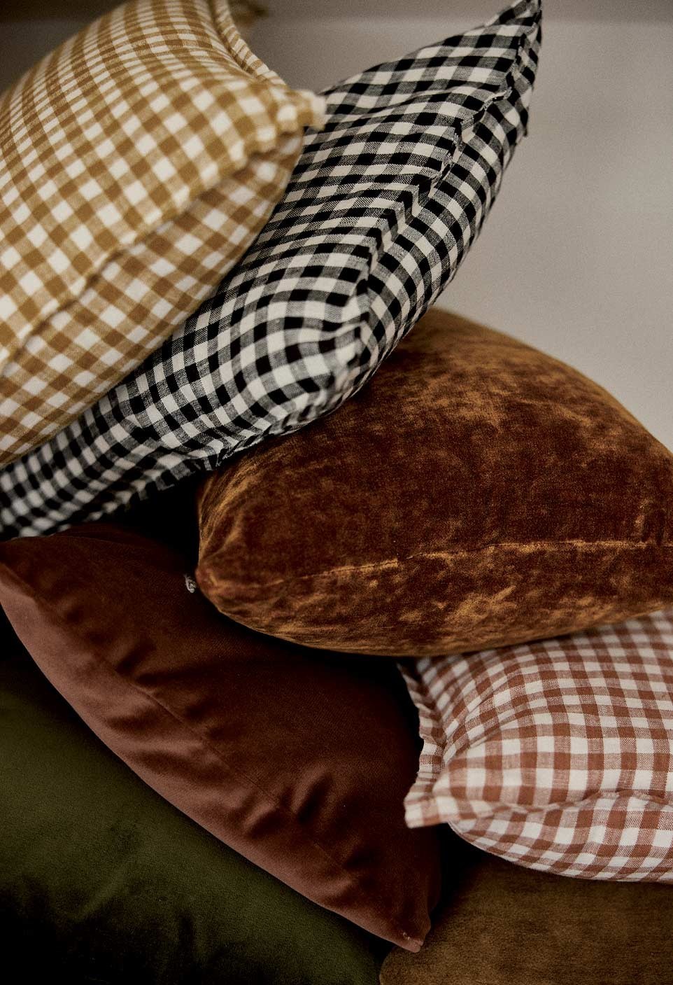 30x50 cm Cushion Cover Washed Linen Vichy Black