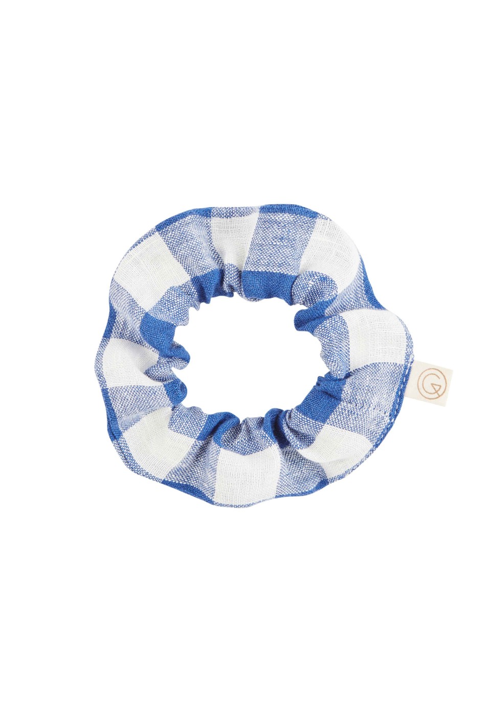 Washed Linen Scrunchie Vichy XL Blue