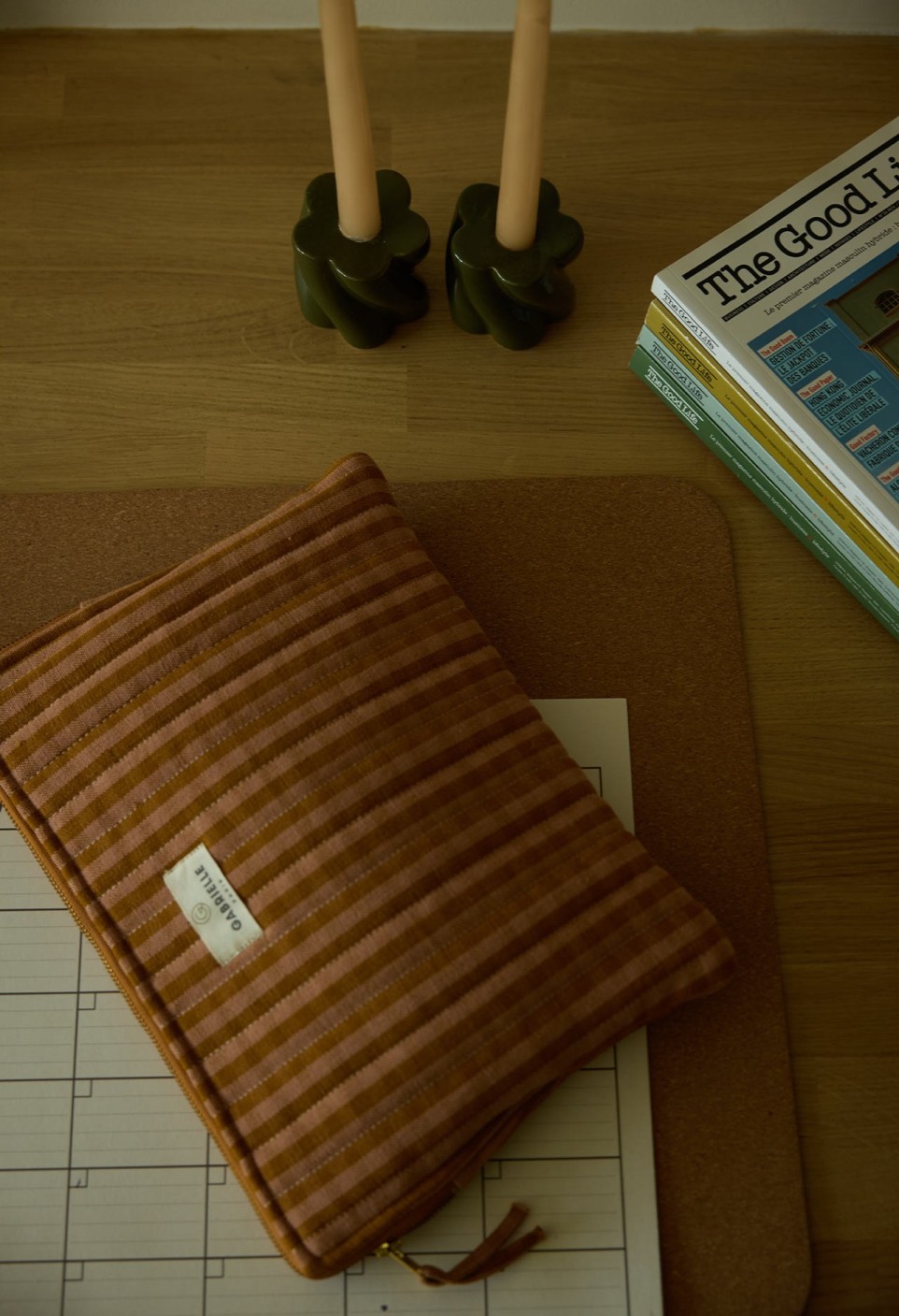 Clay Vichy Cotton Computer Pouch