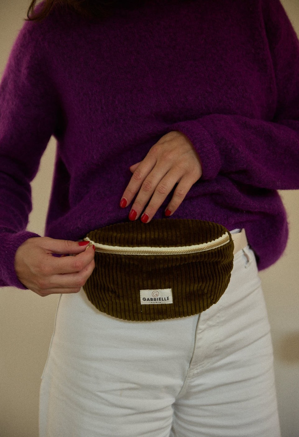BANANE ENFANT  EN VELOURS OLIVE_MARKETPLACE