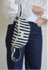 Cotton Red Striped Black Waist Bag - 100% cotton
