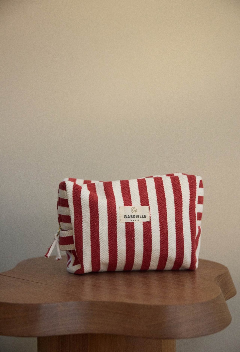 Red Striped Cotton Toiletry Bag