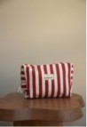 Red Striped Cotton Toiletry Bag