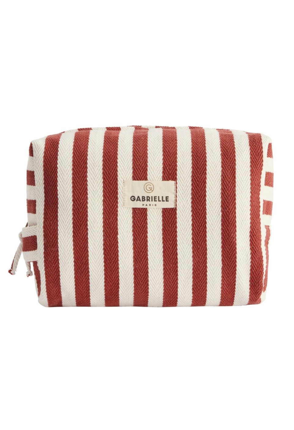 Red Striped Cotton Toiletry Bag