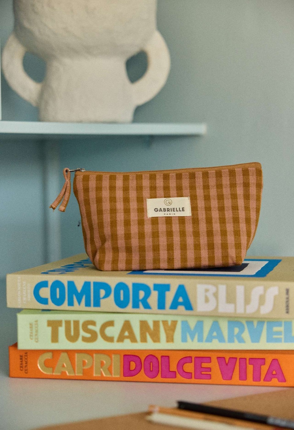 Clay Vichy Cotton Beauty Pouch