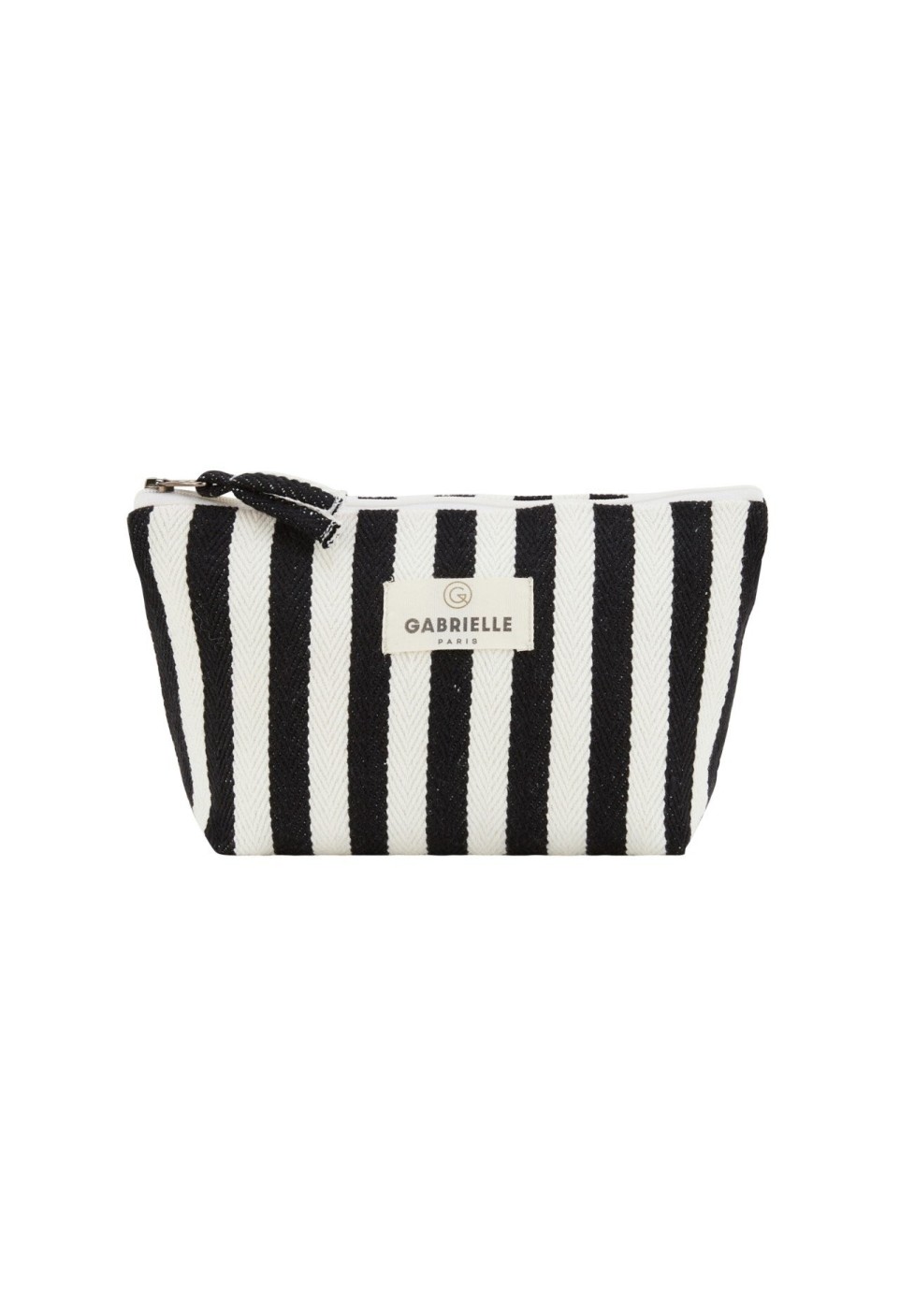 Trousse de Beauté à Rayures Noires en Coton