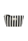 Black Striped Beauty Pouch in Cotton