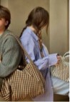 Coffee Vichy Cotton Handbag