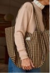 Coffee Vichy Cotton Handbag