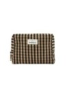 Coffee Vichy Cotton Toiletry Bag