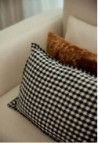 30x50 cm Cushion Cover Washed Linen Vichy Black
