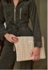 Camel Vichy Cotton Computer Pouch