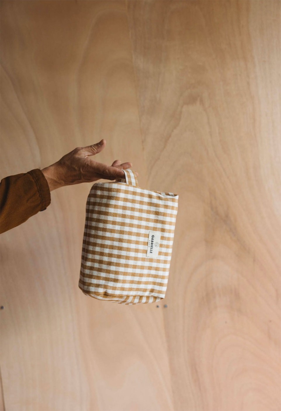 TROUSSE DE TOILETTE  EN COTON VICHY CAMEL_MARKETPLACE