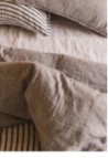 Striped & Washed Linen Duvet Cover Black/Milk