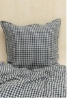 Washed Linen Duvet Cover Single Vichy Black