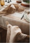 Linen tablecloth large café/milk stripes - 100% linen