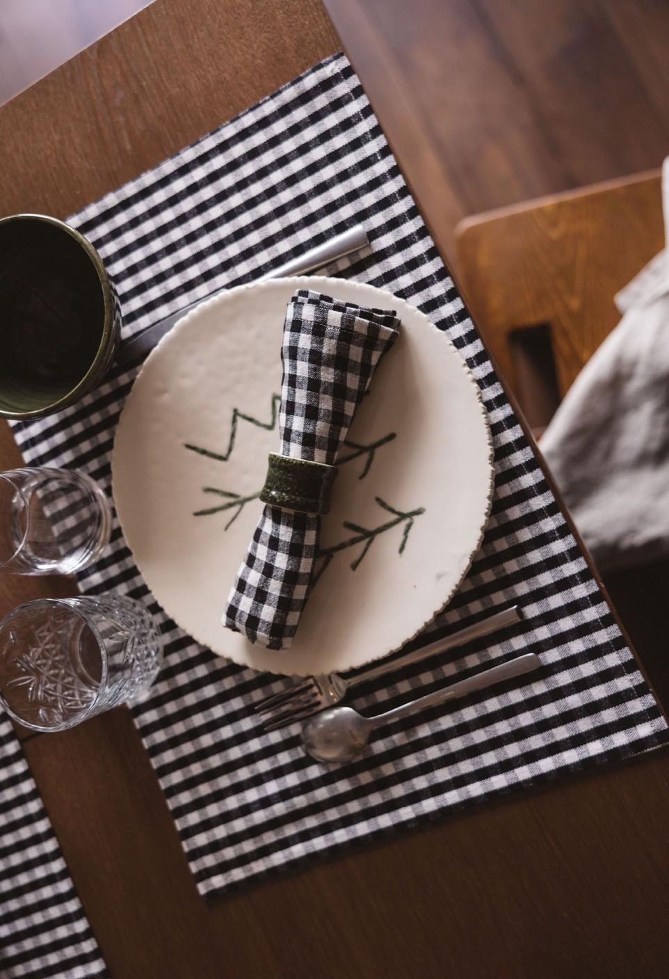 SET DE TABLE  EN COTON VICHY BLACK_MARKETPLACE