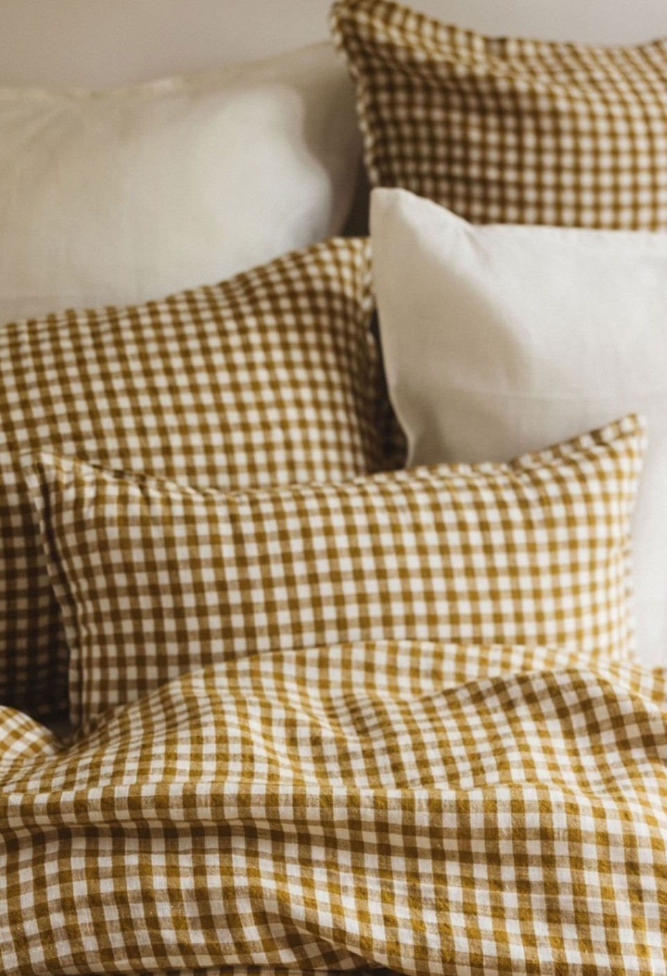 Washed Linen Duvet Cover Vichy Curry