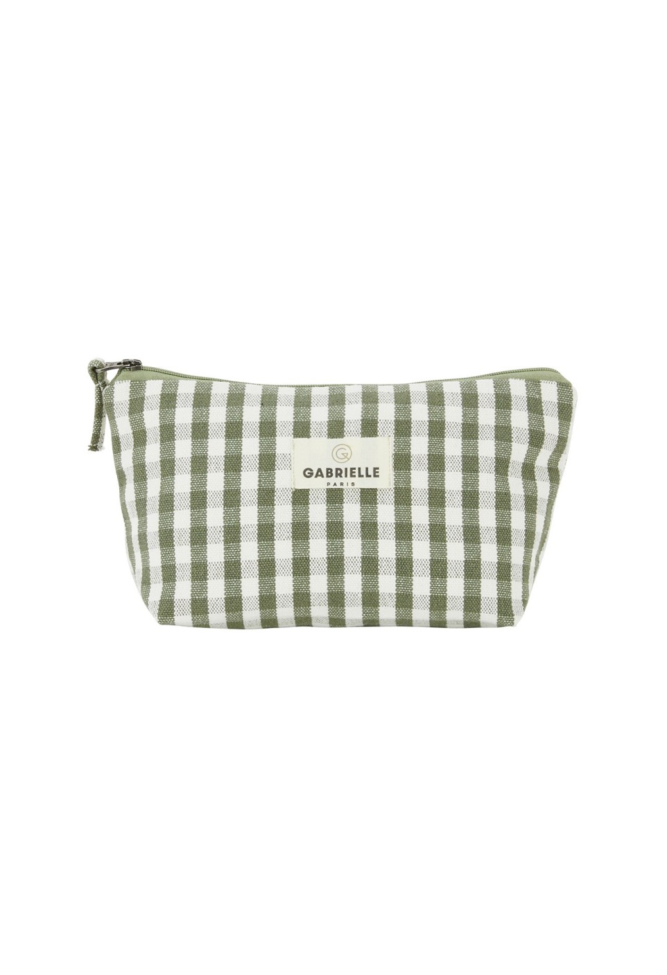 Khaki Vichy Cotton Beauty Pouch