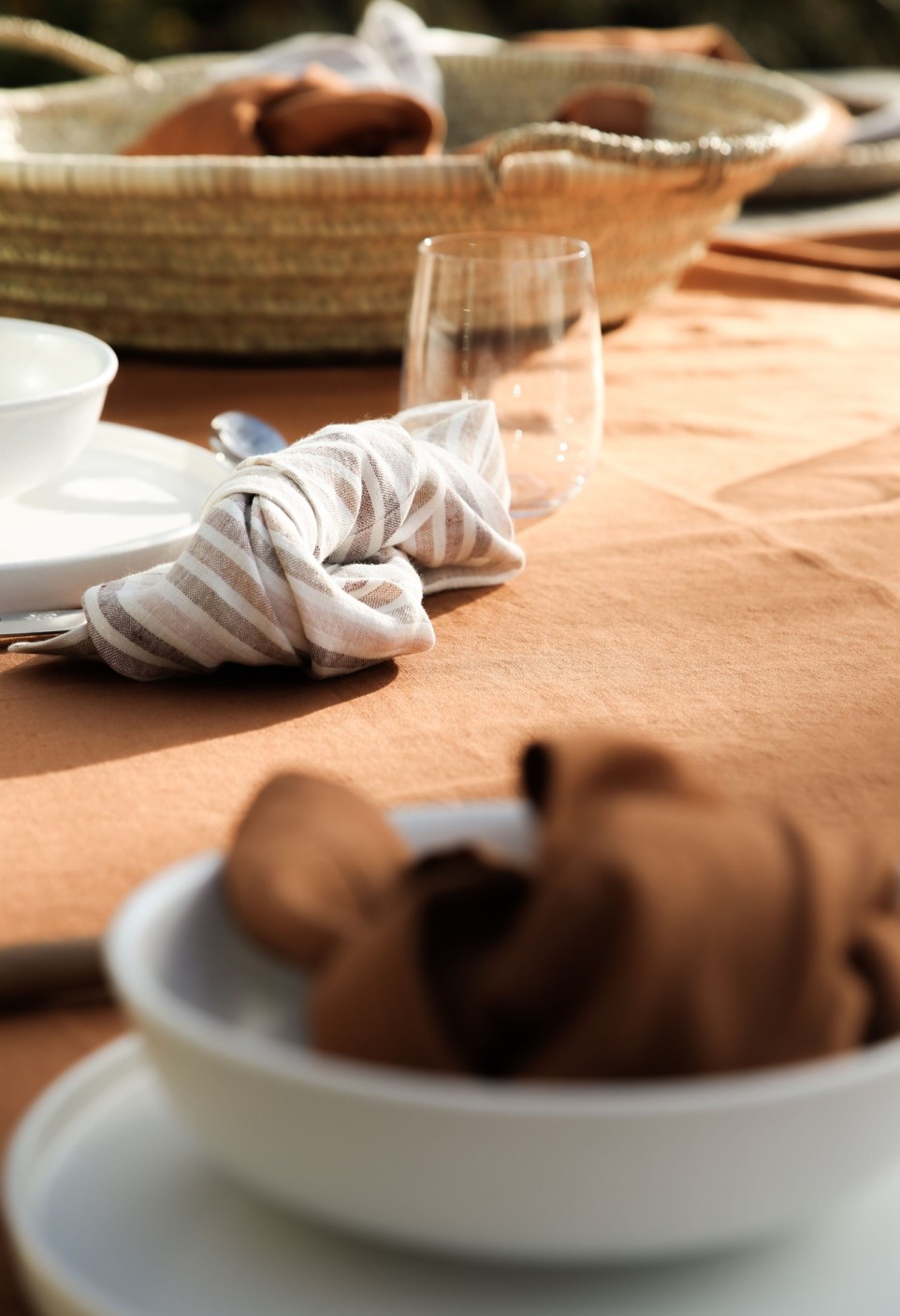 Washed linen tablecloth - Caramel - 100% lin