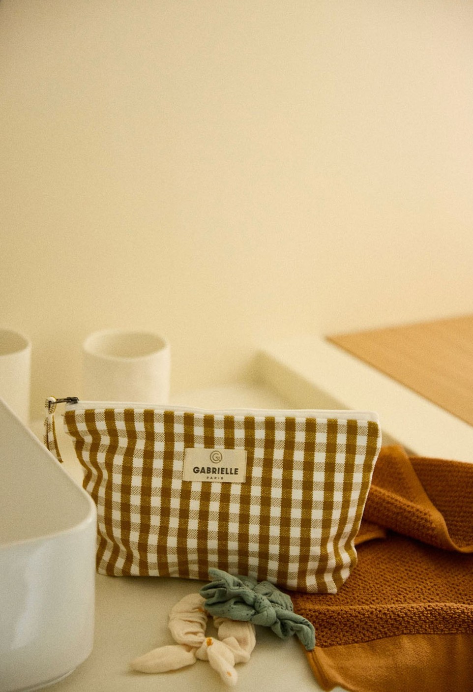 Curry Vichy Cotton Beauty Pouch