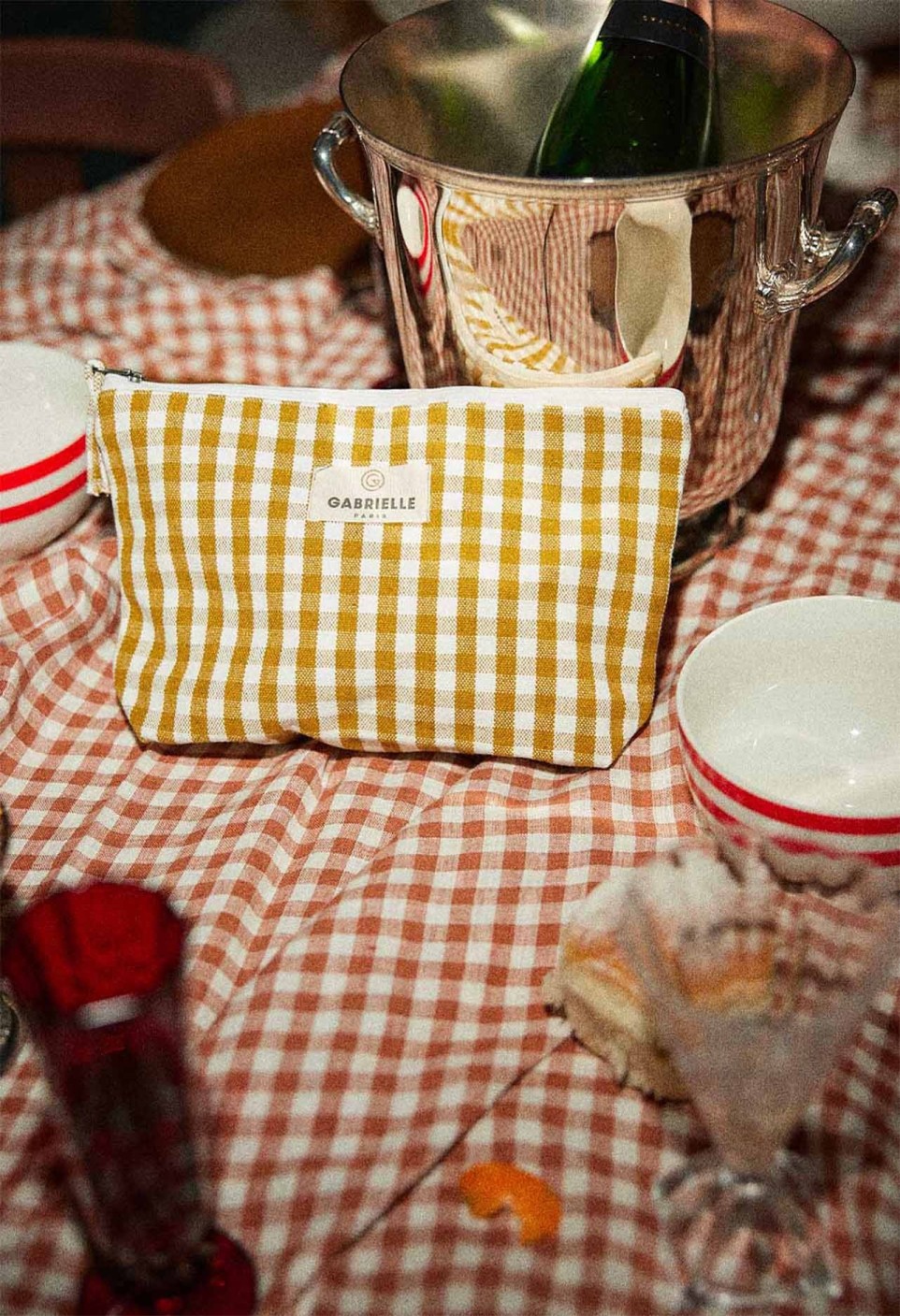 Curry Vichy Cotton Beauty Pouch