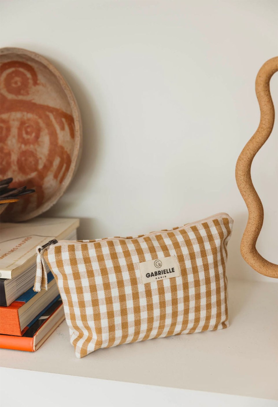 TROUSSE DE BEAUTÉ  EN COTON VICHY CAMEL_MARKETPLACE