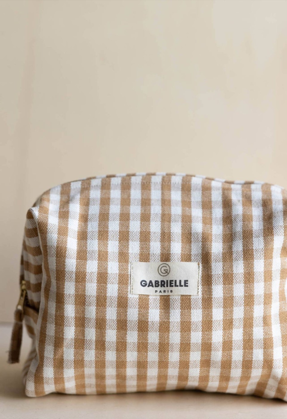 TROUSSE DE TOILETTE  EN COTON VICHY CAMEL_MARKETPLACE