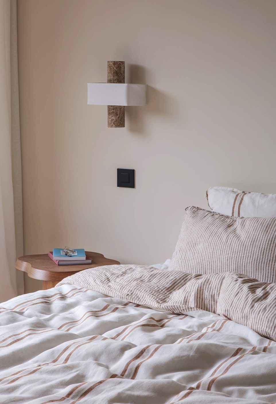 WASHED LINEN DUVET COVER  CAFÉ/MILK