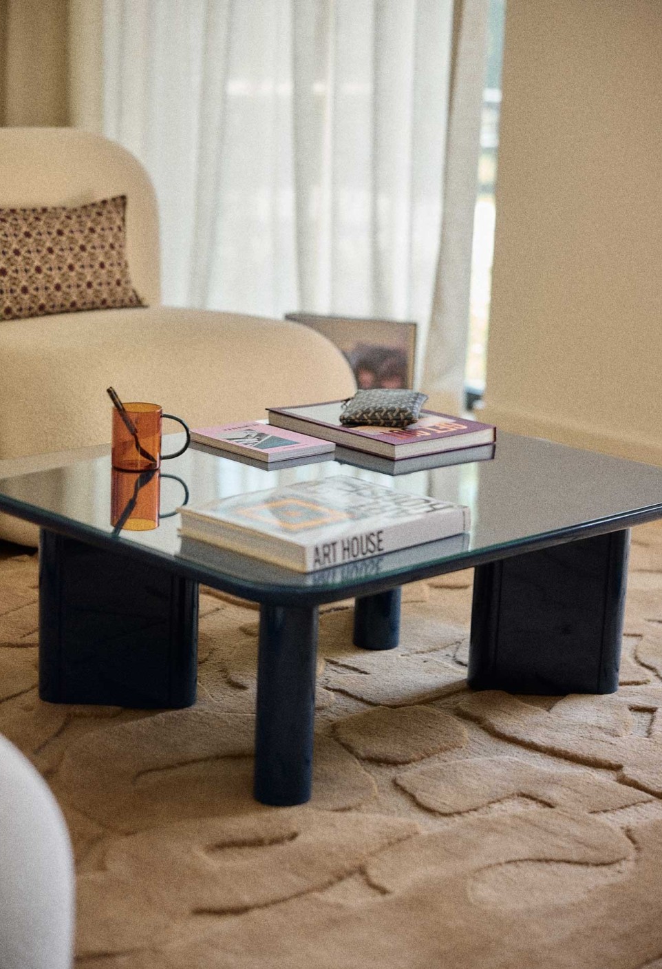 THELMA THE COFFEE TABLE  BLUE LACQUER GLASS TOP_MARKETPLACE