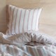 STRIPED & WASHED LINEN DUVET COVER GLAISE/ MILK