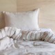 STRIPED & WASHED LINEN DUVET COVER GLAISE/ MILK