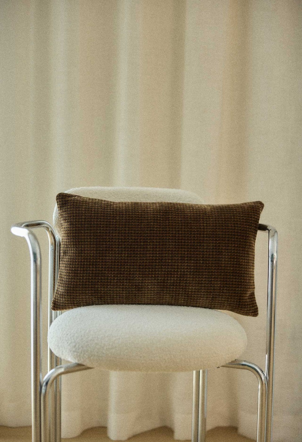 HOUSSE DE COUSSIN ARGENTINE  PIED DE POULE CAFÉ_MARKETPLACE