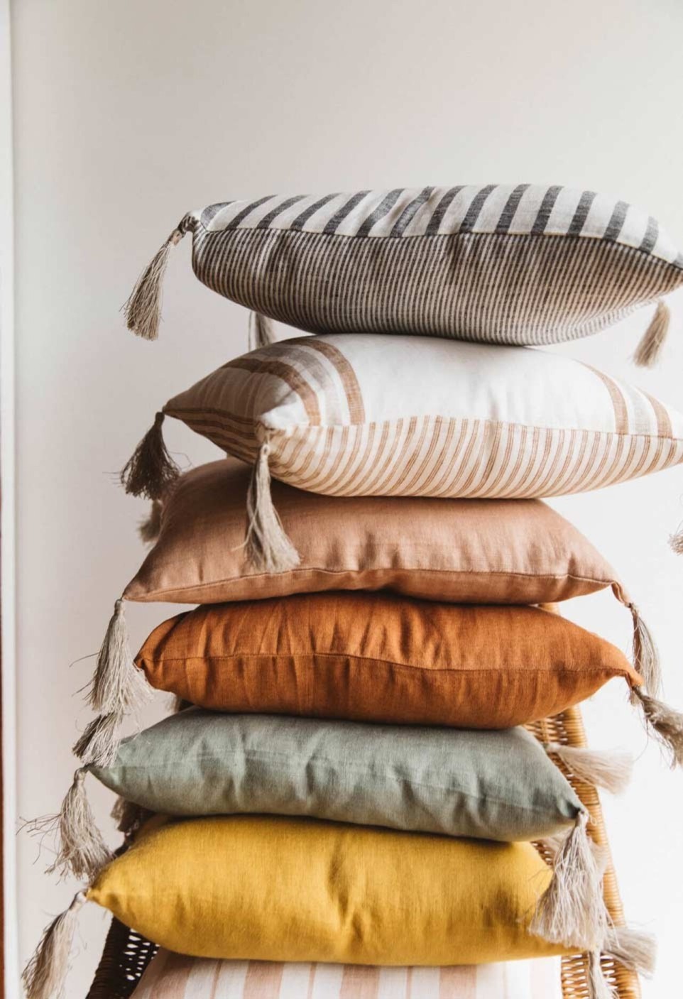 Bahia Black/Milk Washed Linen Cushion