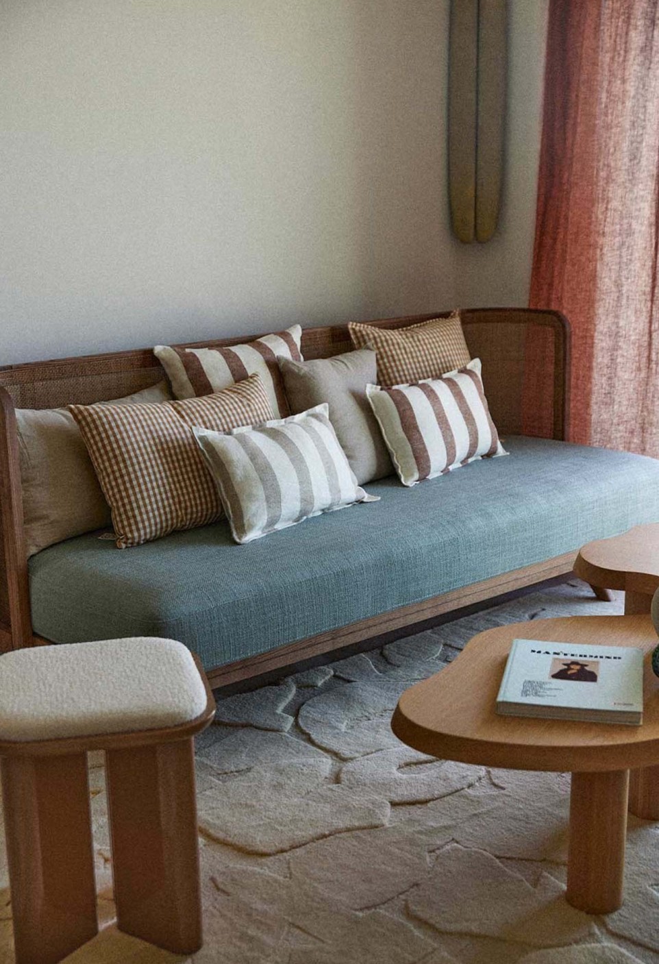50x50 cm Cushion Cover Natural Stripes in Washed Linen