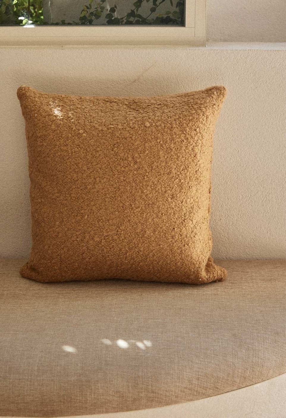 HOUSSE DE COUSSIN 50X50 CM  BOUCLETTE BEIGE
