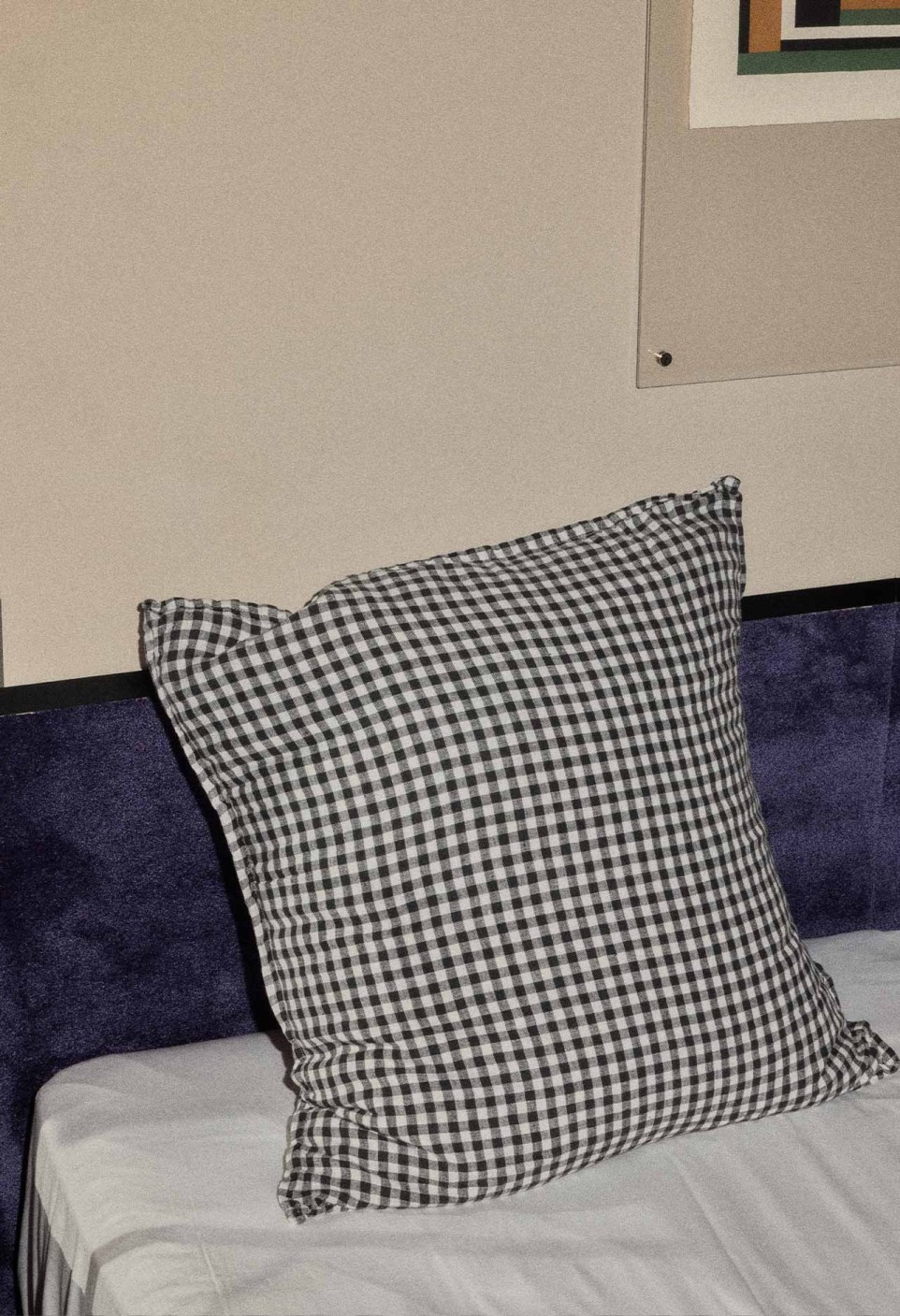 LINEN EUROSHAM & PILLOWCASE  VICHY BLACK_MARKETPLACE