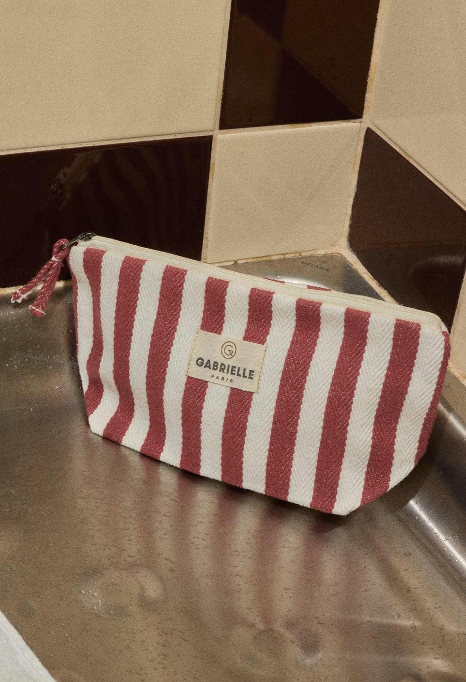 COTTON BEAUTY POUCH  RAYURES ROUGES_MARKETPLACE