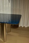 TABLE A MANGER RECTANGULAIRE PAULINE  BOIS LAQUÉ BLEU_MARKETPLACE