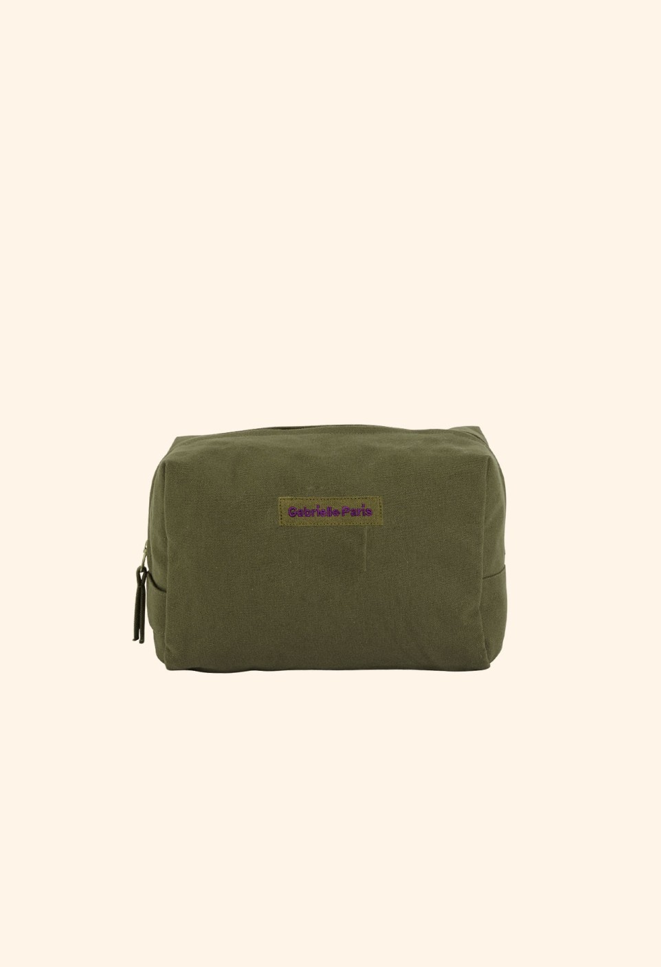 TOILET BAG  PLAIN KAKI WITH EMBROIDERY