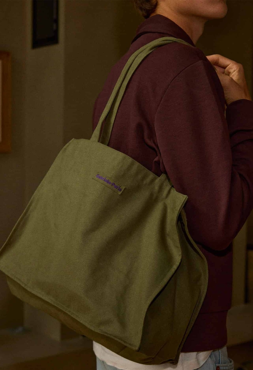 24H BAG  PLAIN KAKI WITH EMBROIDERY