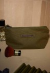 BEAUTY POUCH  PLAIN KAKI WITH EMBROIDERY