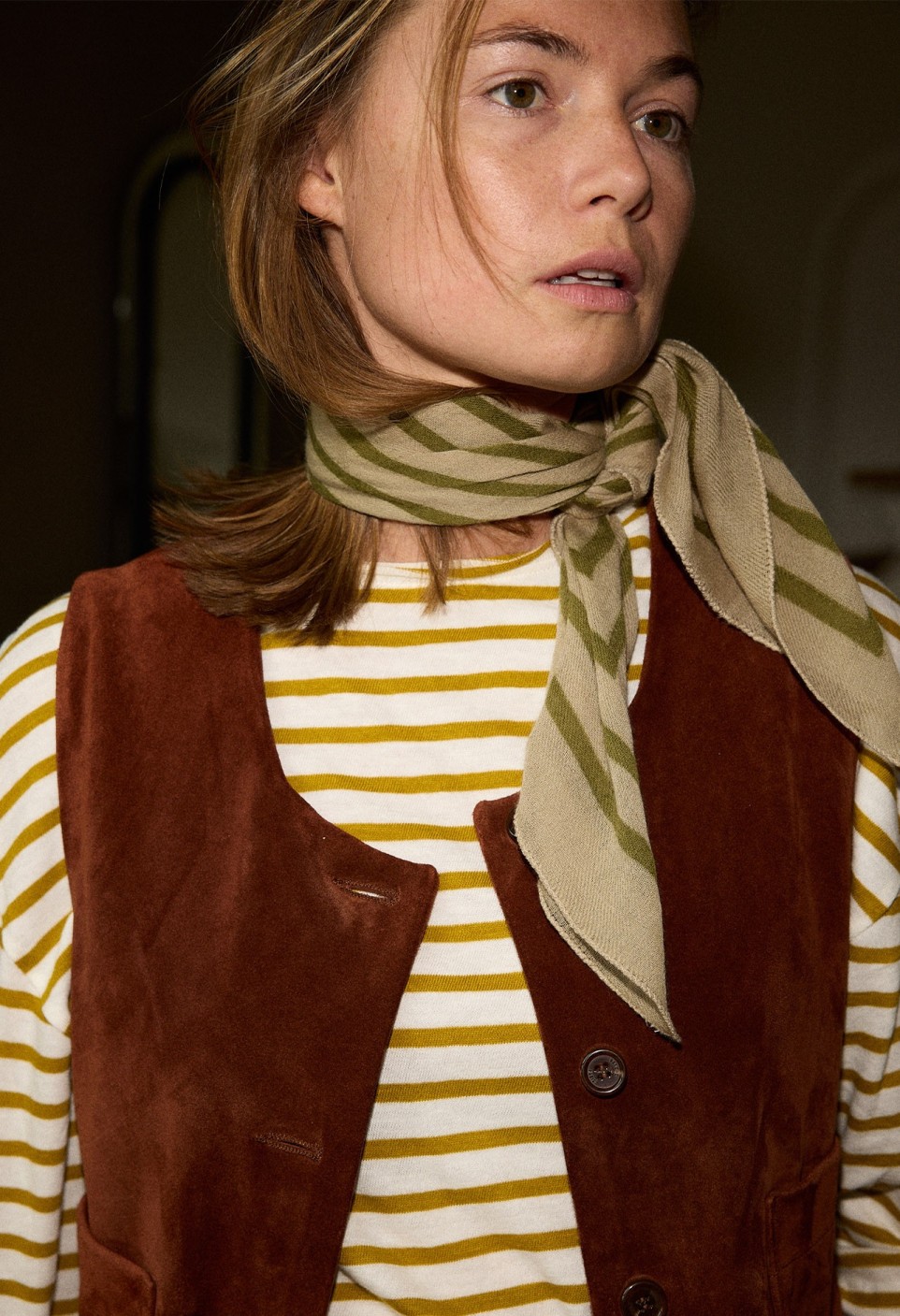 SMALL WOOL SCARF  TOURMALINE KAKI