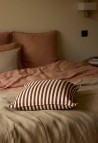 HOUSSE DE COUSSIN 50X50 CM  EN COTON RAYURES MOKA