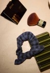 Washed Linen Scrunchie Vichy Marine - 5 cm