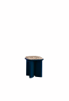 Lazare pouf blue lacquer - Cream curl seat
